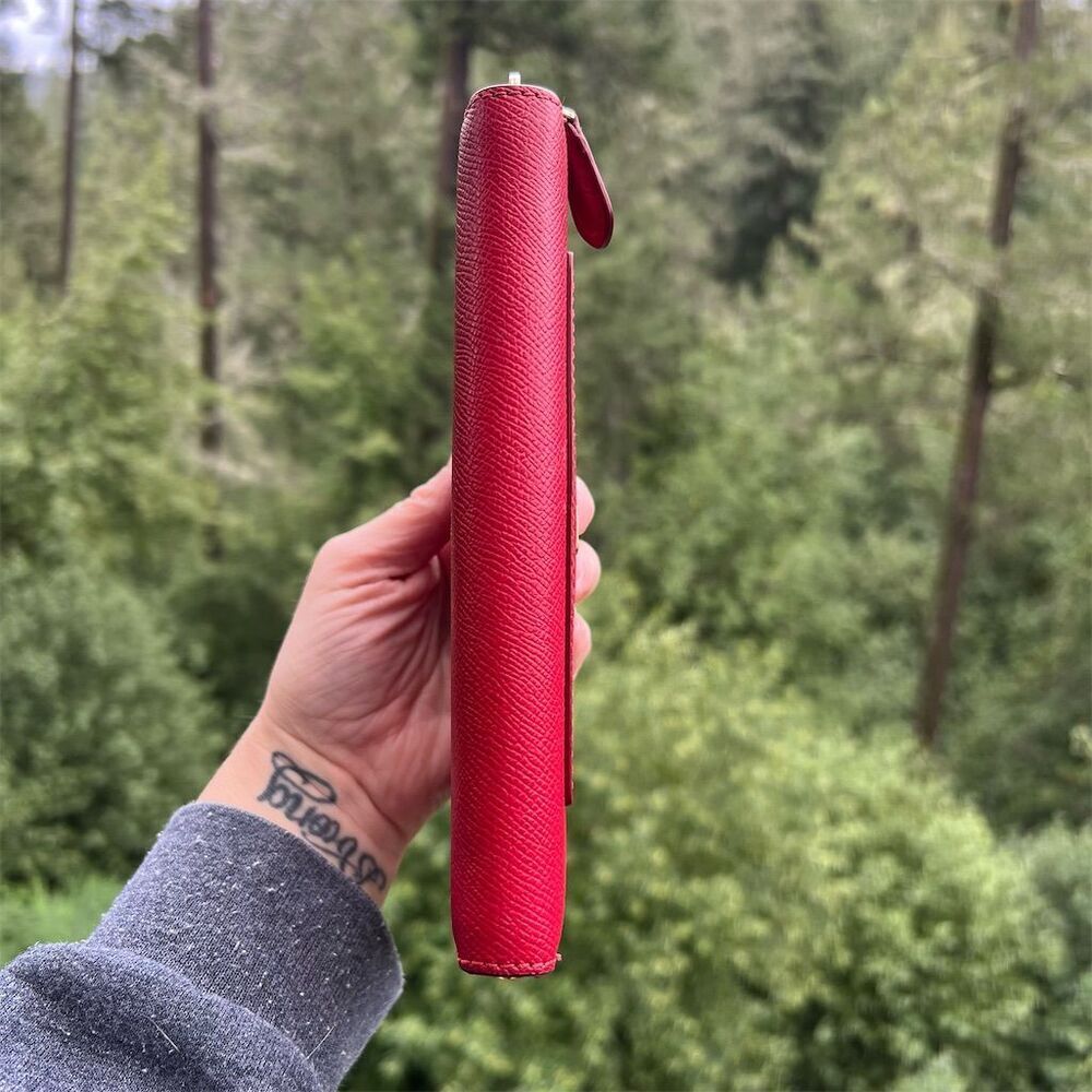 COACH Red Leather Phone Wallet with Gold Hardware EXCELLENT CONDITION AUTHENTIC - Picture 6 of 9